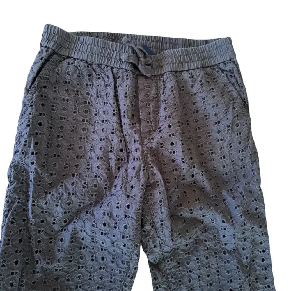 Gap Kids Girls Gray Cotton Eyelet Pants Airy Breathable Size M (8)